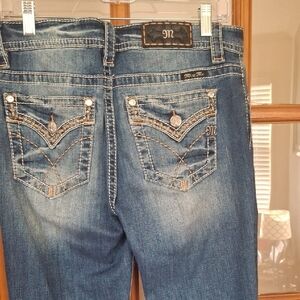 Miss Me Blue Boot Cut Jeans with Silver Details